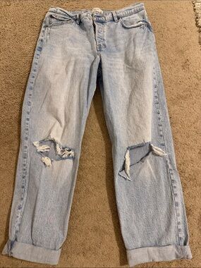 Abercrombie & Fitch Light Wash The Dad High-Rise Distressed Jeans